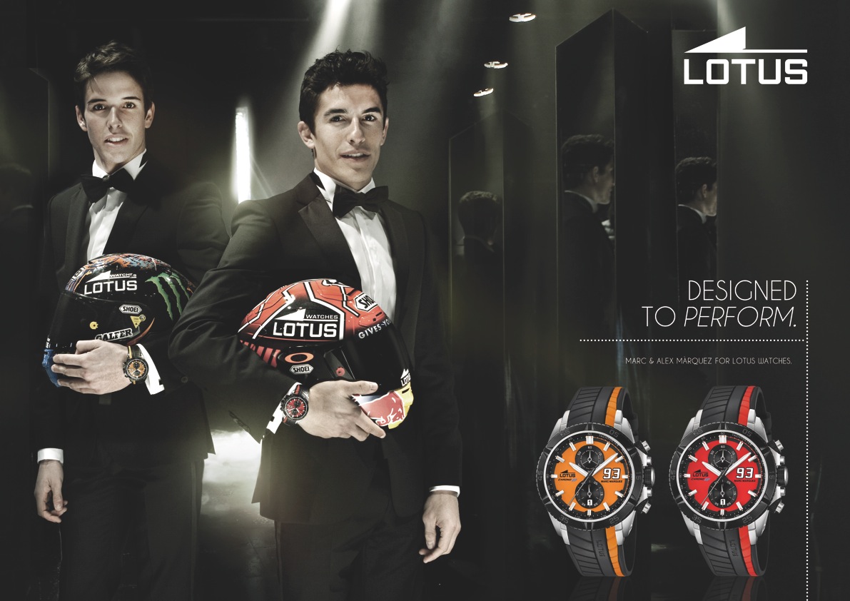 ARMANDO TESTA AND MARC MARQUEZ RACING TOGETHER. THE STYLE OF LOTUS WATCHES IS “DESIGNED TO PERFORM”.