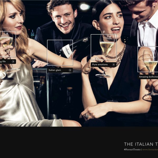 ARMANDO TESTA TOASTS THE NEW  CANTINE FERRARI TRENTO CAMPAIGN.