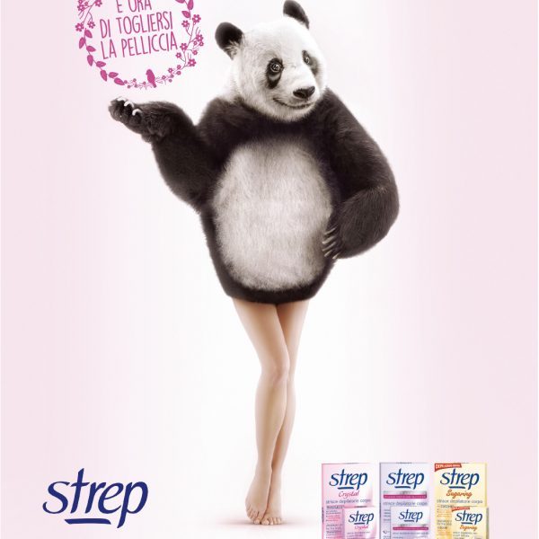 “È ORA DI TOGLIERSI LA PELLICCIA”.  (“IT’S TIME TO GET RID OF YOUR FUR COAT”) THAT’S HOW ARMANDO TESTA IS PUBLICISING STREP HAIR REMOVAL STRIPS.