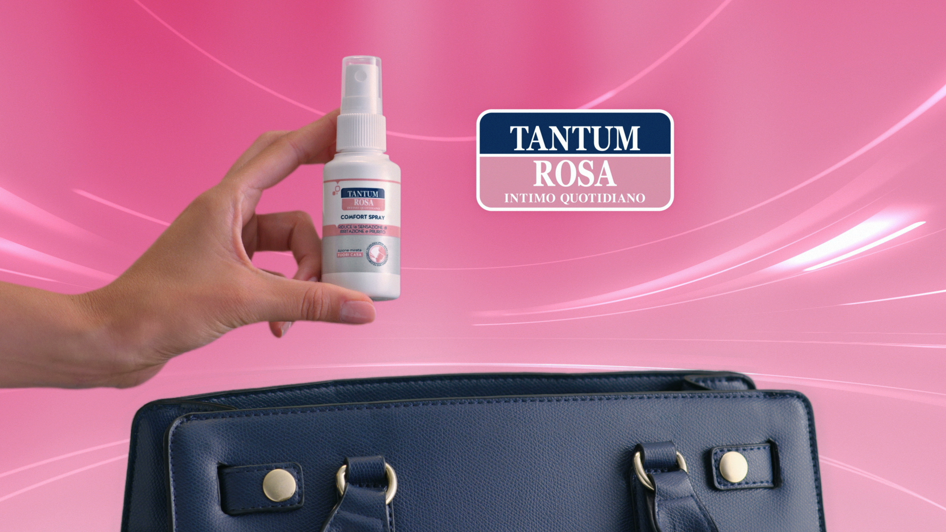 NEW TANTUM ROSA INTIMO QUOTIDIANO COMFORT SPRAY SPOT: RELIEF IS ROSE COLOURED WITH ARMANDO TESTA.