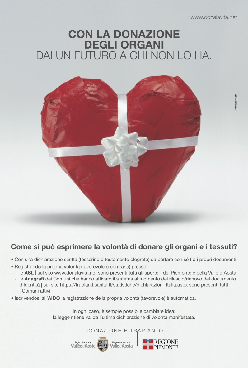 ARMANDO TESTA IS PROMOTING THE ORGAN DONATION CAMPAIGN IN PIEDMONT AND VALLE D’AOSTA.
