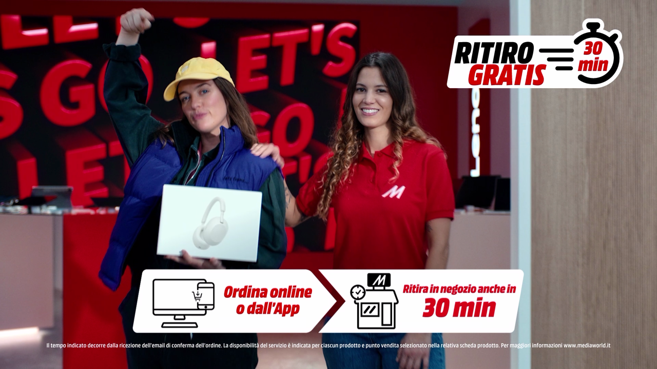 MediaWorld presenta il servizio “pick-up in 30 minuti” con campagna adv di Armando Testa.