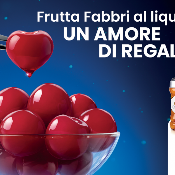 A Natale Fabbri celebra l’amore con la frutta al liquore. Firma Armando Testa.